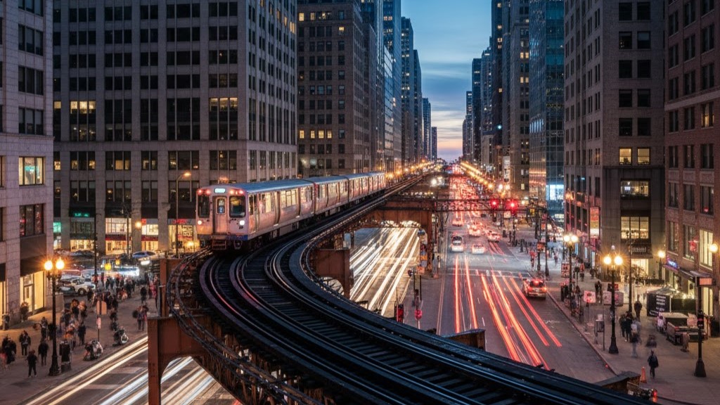 Chicago Transit Authority at Night